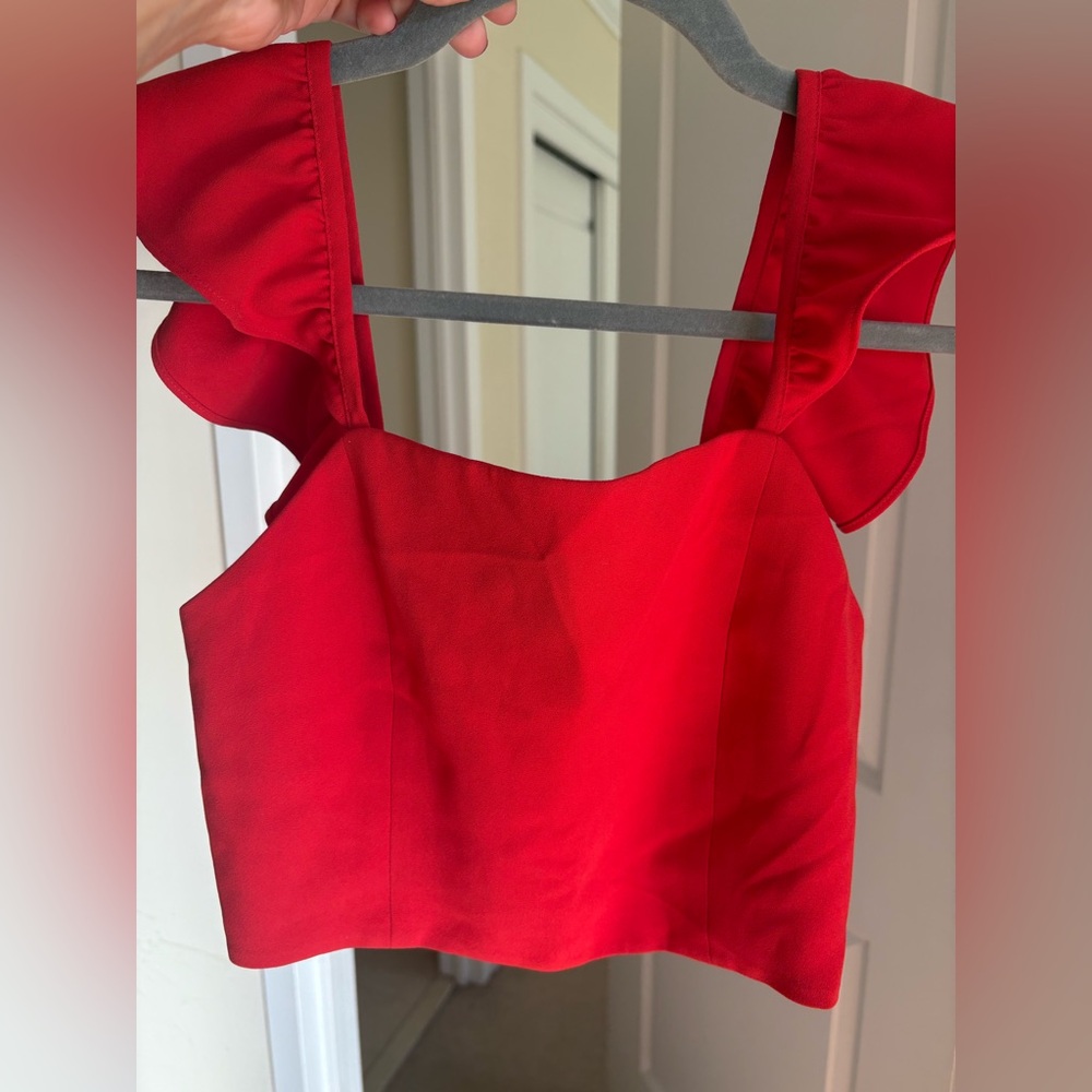 Alice + olivia red crop top